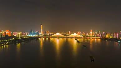 4K航拍延时武汉长江大桥城市夜景视频的预览图